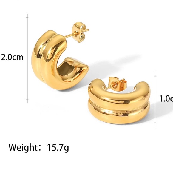 18K Gold Plated Chunky Mini Hoops*Huggie Earrings*Everyday Hoops*ML - Picture 6 of 7